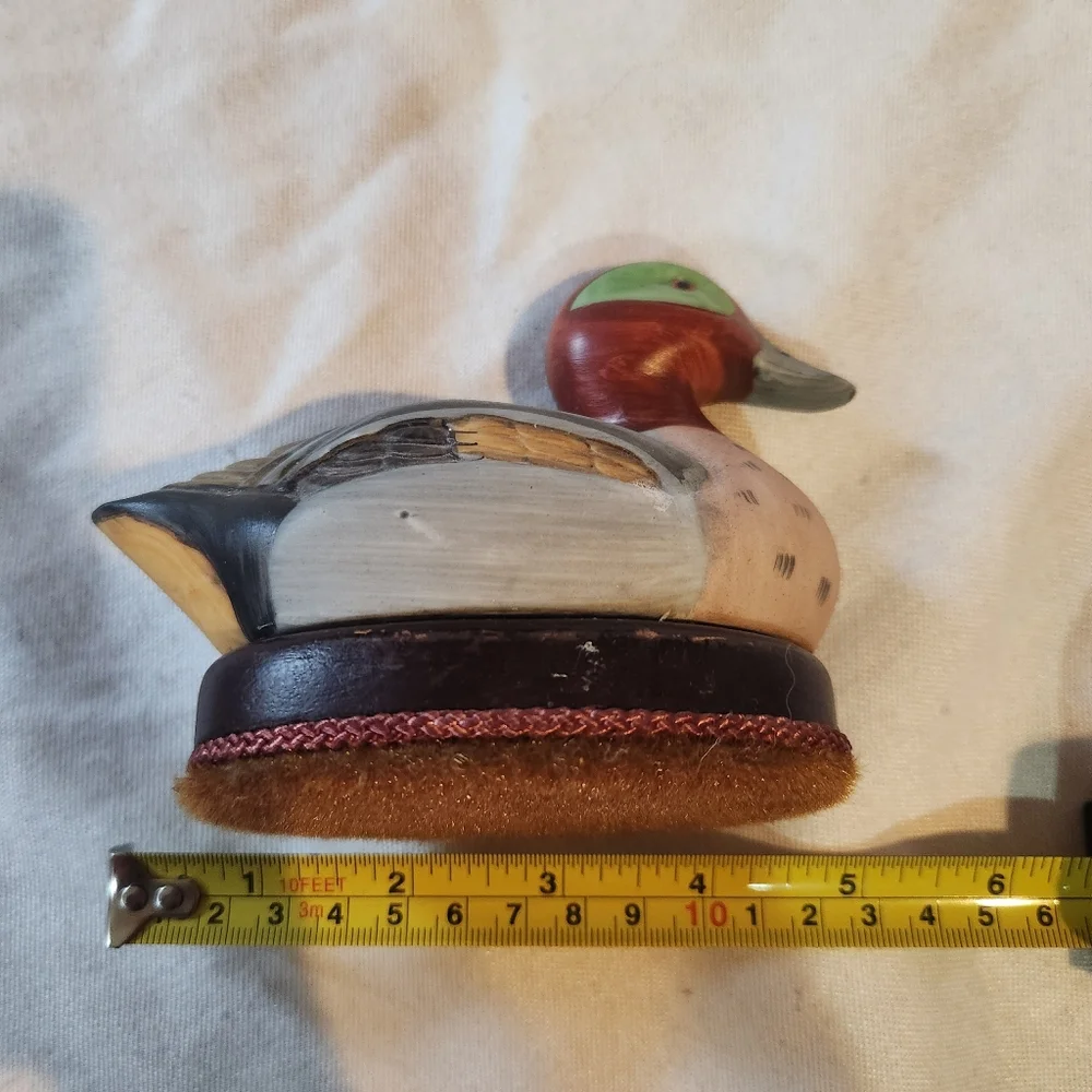 Hand Painted Duck Wooden Scrubber Brush Vintage Style